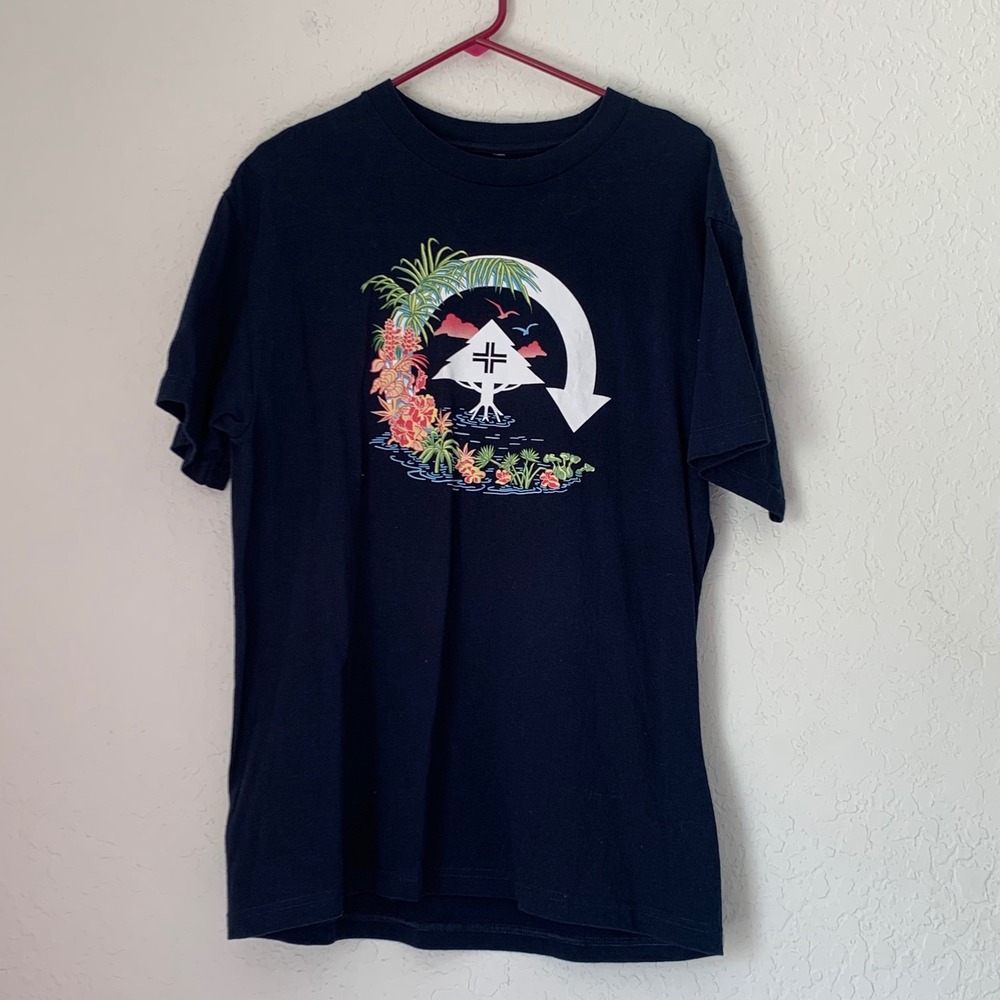 LRG Lifted Research Group Shirt‎ Men L Navy Tropical Tree Logo Streetwear Skater